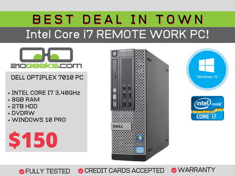 Dell Optiplex 7010 SFF Intel Core i7 3.40GHz | 8GB RAM | 2TB HDD | DVDRW | WIN 10