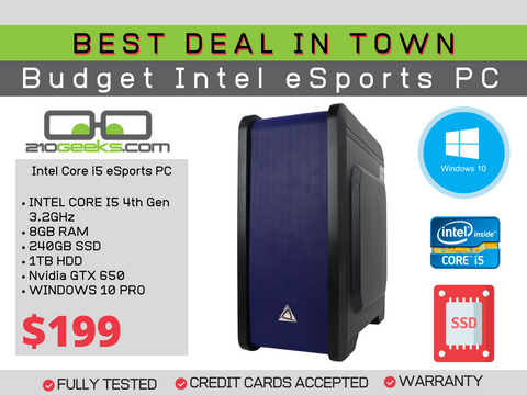 Budget eSports Gaming PC | Intel Core i5 | 8GB RAM | 240GB SSD & 1TB HDD | NVIDIA GPU