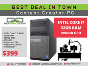 Content Creator PC - Intel i7 3.6GHz | 32GB RAM | 480GB SSD & 4TB HDD | NVIDIA GPU