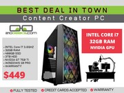 Content Creator PC Intel i7-4790 3.6GHz | 32GB | 480GB SSD & 3TB HDD | Nvidia GPU